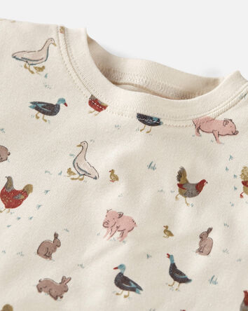 Toddler Organic Cotton Pajamas Set in Farm Animals, 