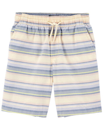 Kid Baja Striped Drawstring Canvas Shorts, 