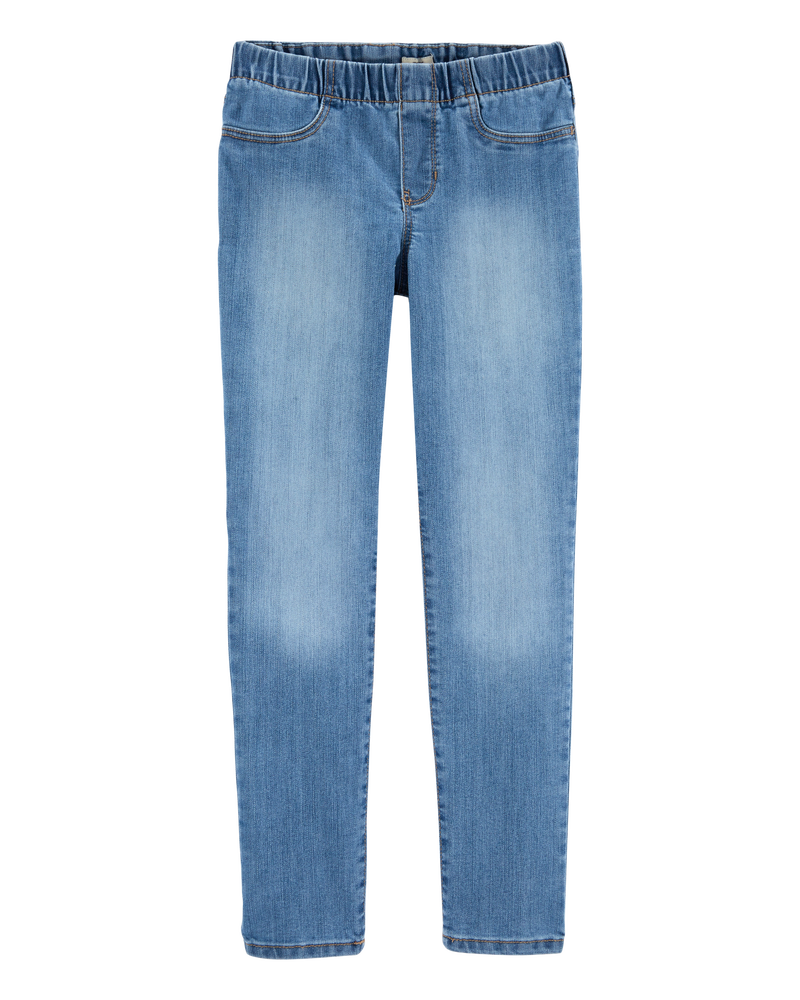 Kid Medium Blue Wash Elastic-Waist Jeggings, image 1 of 4 slides