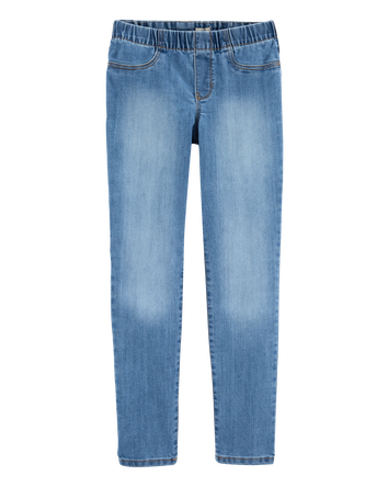 Kid Medium Blue Wash Elastic-Waist Jeggings, 