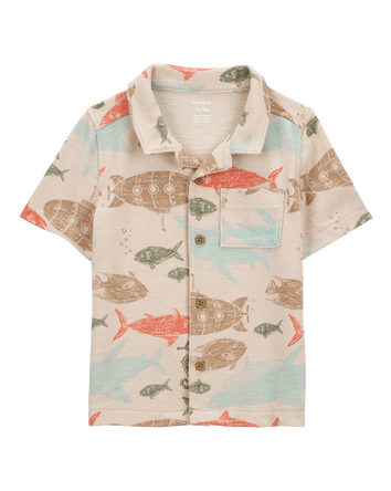 Toddler Sea Print Button-Down Shirt, 