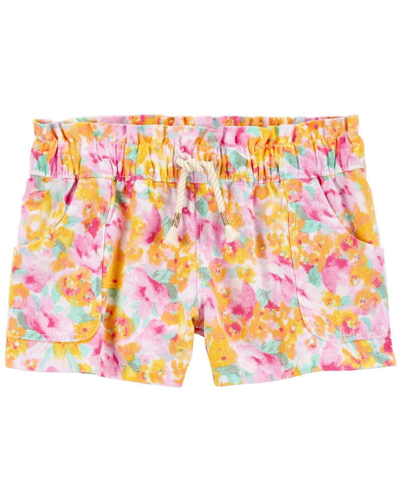 Toddler Floral Print Paperbag Twill Shorts, image 1 of 2 slides