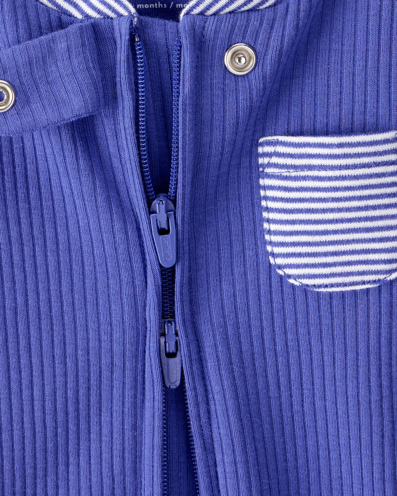 Baby Striped 2-Way Zip Sleep & Play Pajamas, image 3 of 8 slides