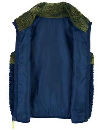 Camo Zip-Up Sherpa Vest, 