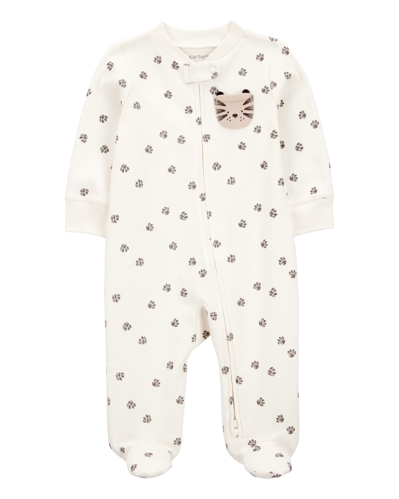 Baby 2-Pack  Cotton 2-Way Zip Sleep & Play Pajamas - Green/Ivory, image 5 of 7 slides
