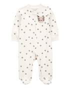 Baby 2-Pack  Cotton 2-Way Zip Sleep & Play Pajamas - Green/Ivory, image 5 of 7 slides
