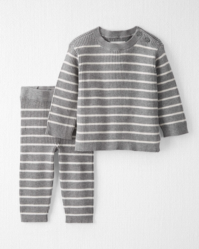 Baby Organic Cotton Rib Sweater Knit Set in Stripes, image 1 of 5 slides