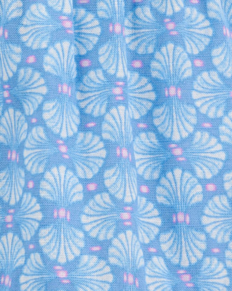 Toddler Tropical Print Button-Down Romper - Blue, image 2 of 3 slides