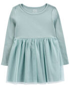 Toddler Tulle Long-Sleeve Jersey Dress, image 1 of 4 slides