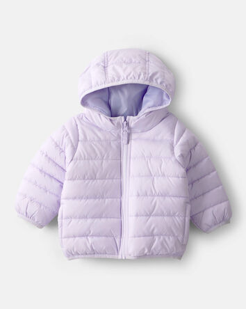 Baby Hooded Puffer Jacket - Purple, 