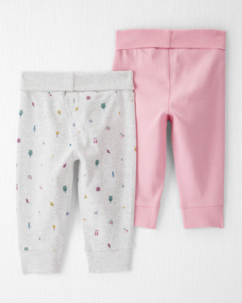 Baby Girl 2-Pack Organic Cotton Grow-With-Me Joggers, image 2 of 7 slides