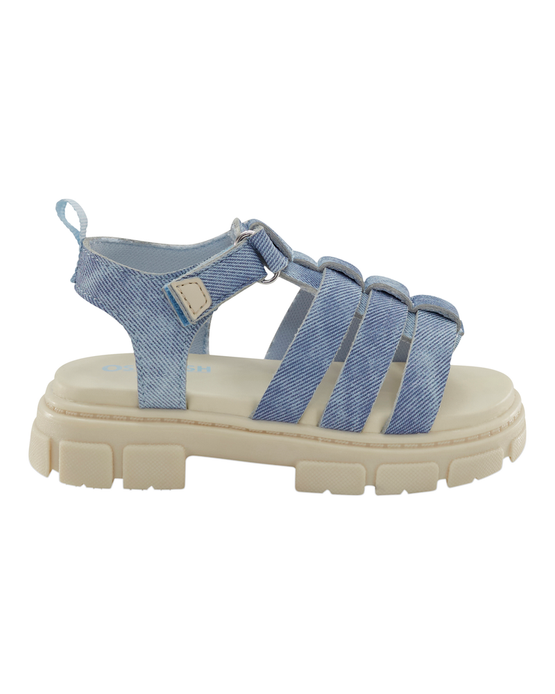 Toddler Strappy Denim Sandals - Blue, image 2 of 7 slides