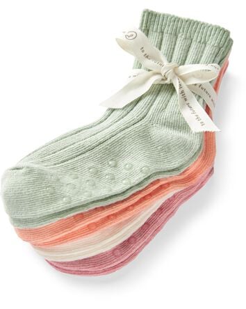 Toddler Girl 4-Pack No-Slip Socks Made with Organic Cotton, 