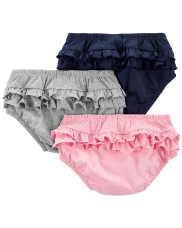 Baby 3-Pack Ruffle Diaper Cover, 