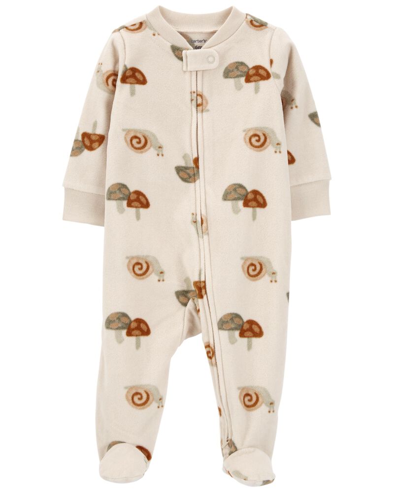 Baby Snail Fleece Zip-Up Sleep & Play Pajamas, image 1 of 4 slides