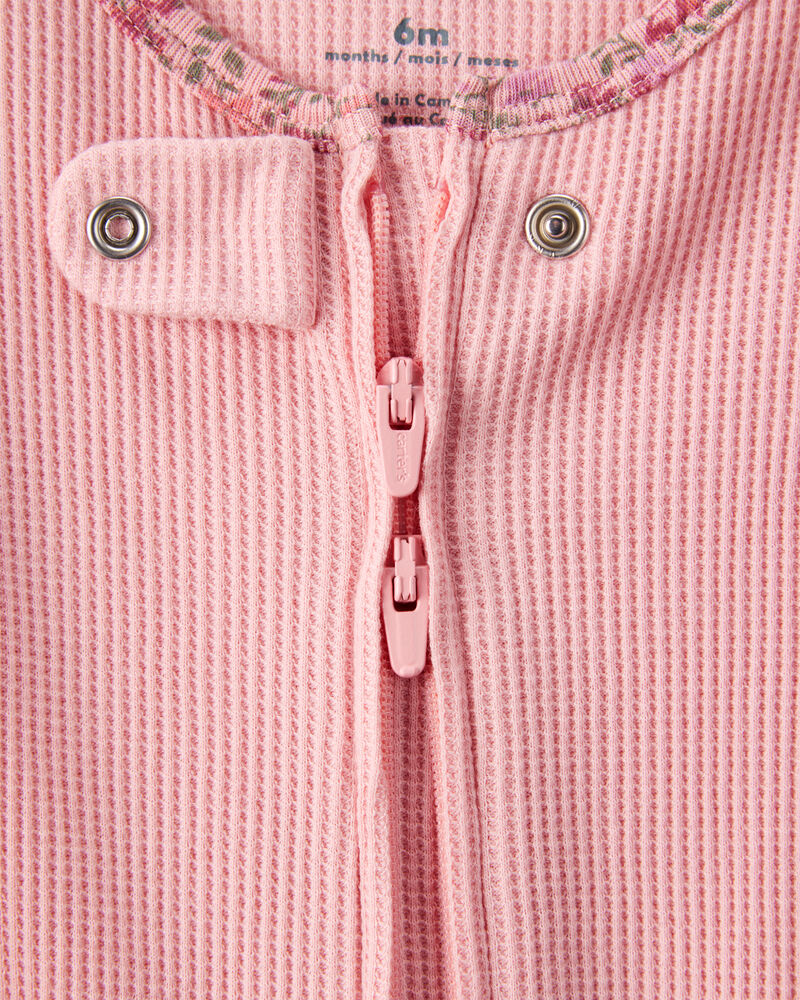 Baby Girl Cotton Long-Sleeve  2-Way Zip Sleep & Play - Pink, image 3 of 5 slides