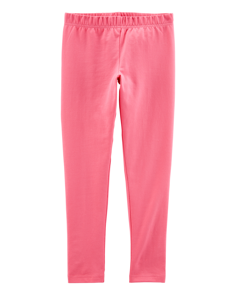 Girls Cotton Stretch Leggings - Pink, image 1 of 4 slides