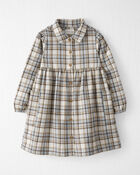 Toddler Organic Cotton Herringbone Plaid Button-Front Dress, image 1 of 5 slides