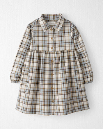 Toddler Organic Cotton Herringbone Plaid Button-Front Dress, 