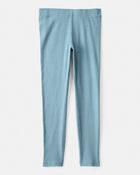 Girls Rib 100% Cotton Pull-On Stretch Leggings - Blue, image 2 of 4 slides