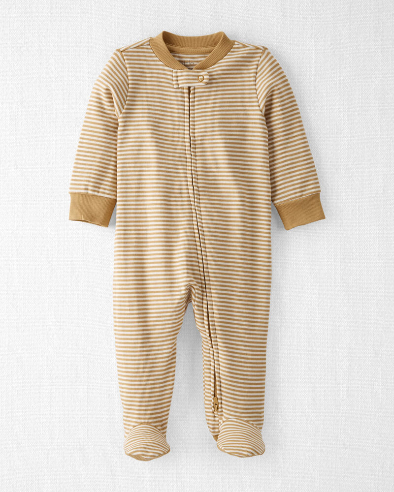 Baby Organic Cotton Rib Sleep & Play Pajamas in Stripes, image 1 of 4 slides