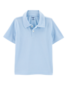 Kid 3-Pack Pique Uniform Polo Shirts - Light Blue, image 2 of 3 slides