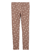 Girls Floral Stretch Leggings - Brown, image 1 of 5 slides