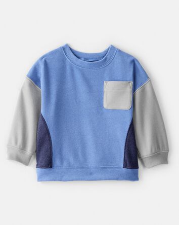Baby Boy Colorblock Long-Sleeve Pullover Sweatshirt - Blue, 