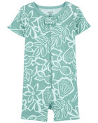 Toddler 1-Piece Ocean Print 100% Snug Fit Cotton Romper Pajamas, image 1 of 2 slides