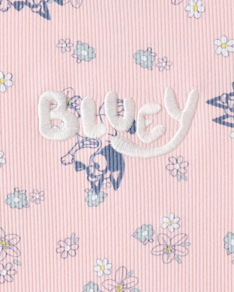 Toddler Bluey Floral Print Short-Sleeve Graphic Tee - Pink, image 3 of 4 slides