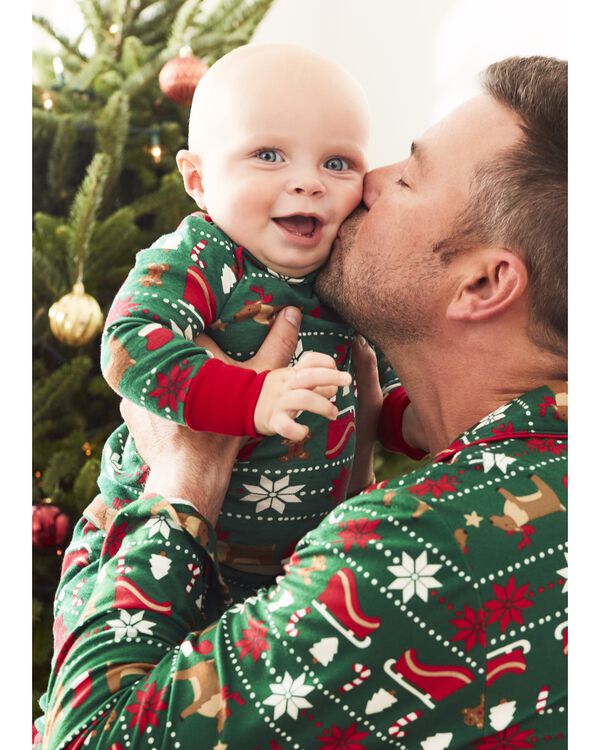 Green Baby 1Piece Fair Isle Fleece Footie Pajamas