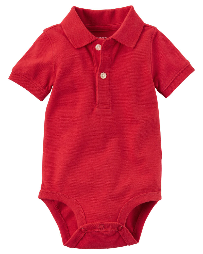Baby Piqué Polo Bodysuit, image 1 of 2 slides