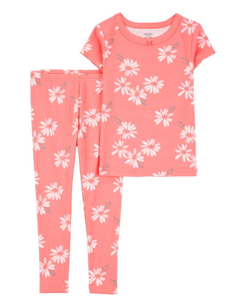 Toddler Girl 2-Piece Floral 100% Snug Fit Cotton Pajamas - Coral, image 1 of 3 slides