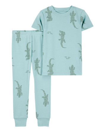Toddler Boy 2-Piece Alligator Print 100% Snug Fit Cotton Pajamas - Blue, 