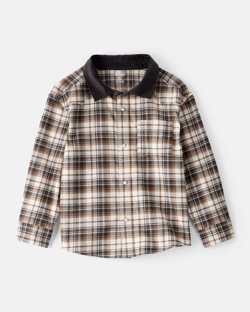 Boys Western Plaid Cotton Long-Sleeve Button-Down Shirt - Plaid, image 1 of 3 slides