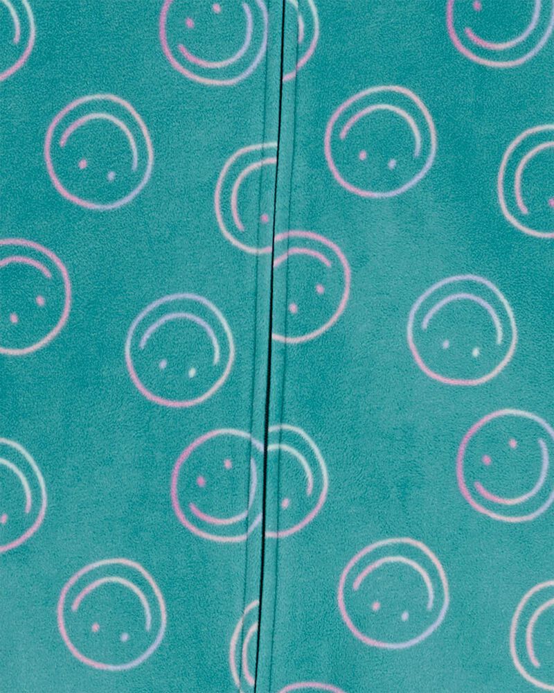 Kid 1-Piece Smiley Face Fleece Footie Pajamas, image 2 of 4 slides