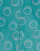 Kid 1-Piece Smiley Face Fleece Footie Pajamas, image 2 of 4 slides