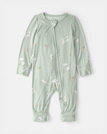 Baby Easter Bunny 2-Way Zip PurelySoft Sleep & Play Pajama - Green, 