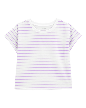 Kid Striped Short-Sleeve Fashion Top - Purple, 