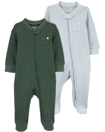 Baby 2-Pack Thermal Textured Sleep & Play Pajamas, 