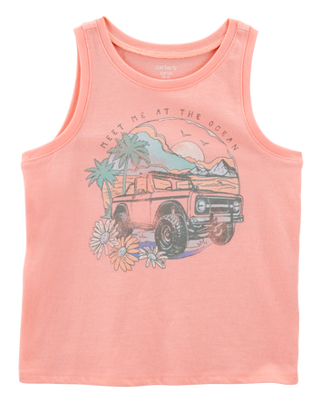 Kid Vintage Beach Muscle Tank - Coral, 