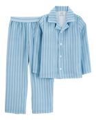 Kid Striped Loose Fit 2-Piece Pajamas - Blue, image 1 of 3 slides