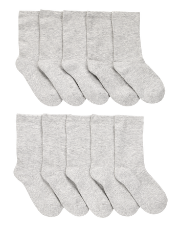 Kid 10-Pack Crew Socks - Grey, 