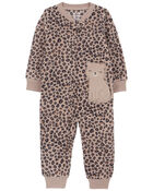 Toddler 1-Piece Cheetah Print Fleece Footless Pajamas
, image 1 of 4 slides