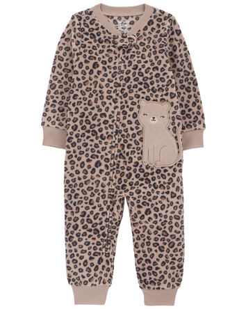 Toddler 1-Piece Cheetah Print Fleece Footless Pajamas
, 