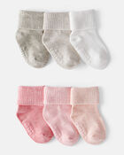 Baby Girl 6-Pack Socks - White/Pink, image 1 of 2 slides