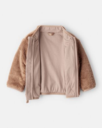 Baby Boy Sherpa Zip-Up Jacket - Brown, 
