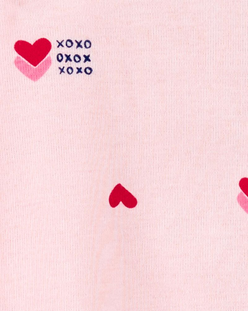 Baby Valentine's Day Heart 2-Way Zip Cotton Sleep & Play Pajamas - Pink, image 2 of 3 slides