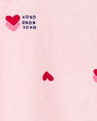 Baby Valentine's Day Heart 2-Way Zip Cotton Sleep & Play Pajamas - Pink, image 2 of 3 slides