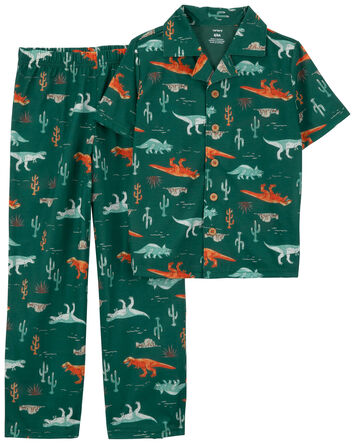 Kid 2-Piece Dinosaur Coat Style Pajamas, 